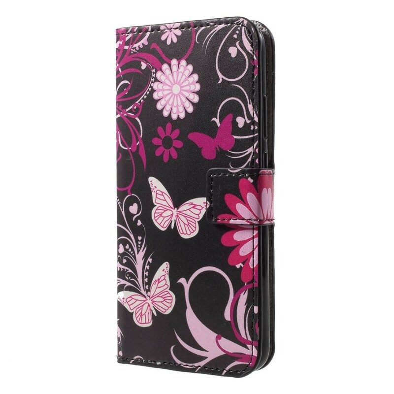 Fodral För Huawei P20 Lite Fjärilar Och Blommor