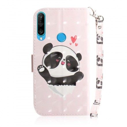 Fodral För Huawei P30 Lite Med Kedjar Panda Love Med Rem