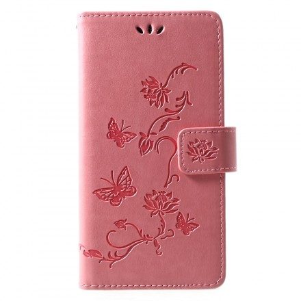 Fodral För Huawei P30 Lite Med Kedjar Thongfjärilar Och Blommor