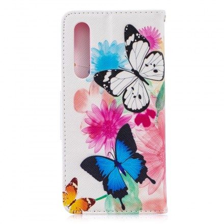 Fodral För Huawei P30 Målade Fjärilar Och Blommor
