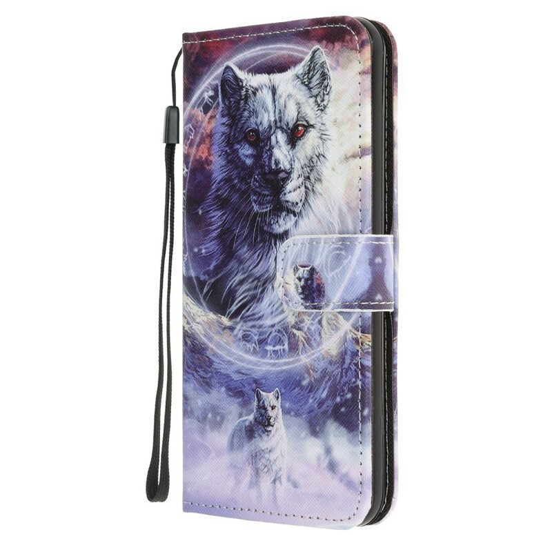 Fodral För Huawei P40 Lite 5G Wolf In Winter With Lanyard