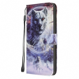 Fodral För Huawei P40 Lite 5G Wolf In Winter With Lanyard