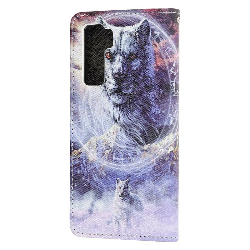 Fodral För Huawei P40 Lite 5G Wolf In Winter With Lanyard