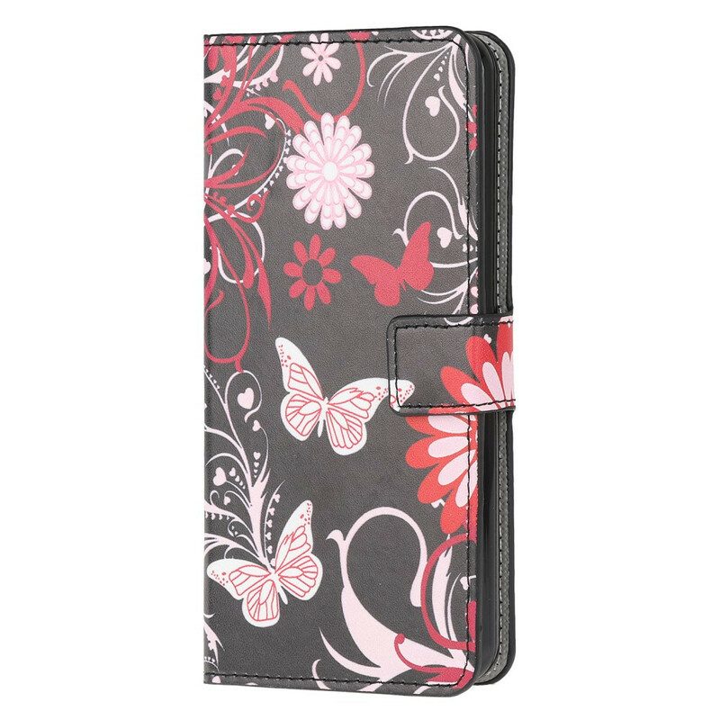 Fodral För Huawei P40 Lite Fjärilar Och Blommor