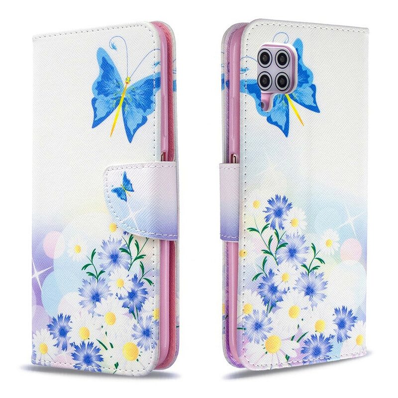 Fodral För Huawei P40 Lite Målade Fjärilar Och Blommor
