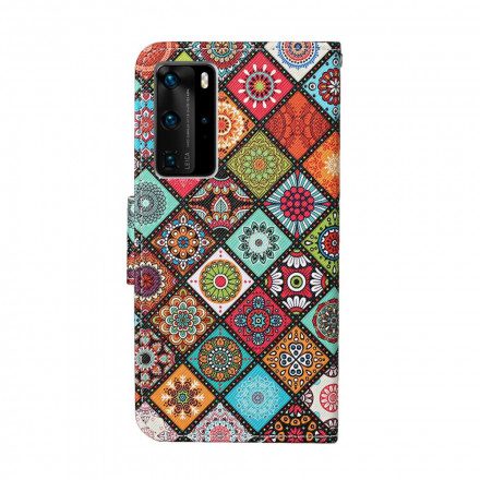 Fodral För Huawei P40 Pro Patchwork-mandalas Med Halsband