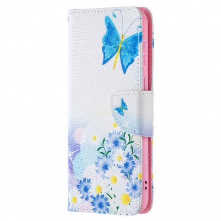 Fodral För Huawei P50 Målade Fjärilar Och Blommor