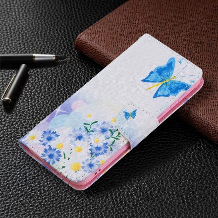 Fodral För Huawei P50 Målade Fjärilar Och Blommor