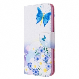 Fodral För Huawei Y6p Målade Fjärilar Och Blommor