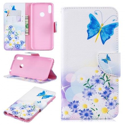 Fodral För Huawei Y7 2019 Målade Fjärilar Och Blommor