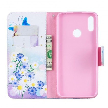 Fodral För Huawei Y7 2019 Målade Fjärilar Och Blommor