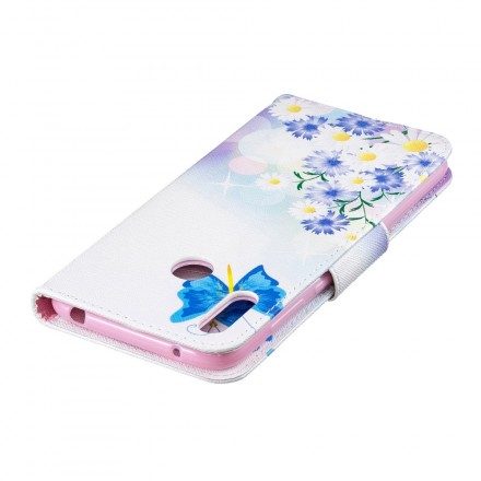 Fodral För Huawei Y7 2019 Målade Fjärilar Och Blommor