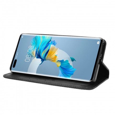 Folio-fodral För Huawei Mate 40 Pro Läderfodral Vintage Stiliserad Lädereffekt