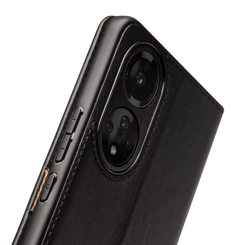 Folio-fodral För Huawei Nova 9 Pro / Honor 50 Pro Läderfodral Äkta Qialino-läder