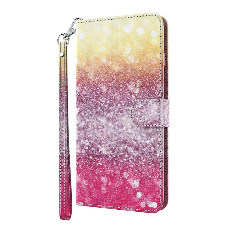 Folio-fodral För Huawei P Smart 2021 Magenta Glitter Gradient