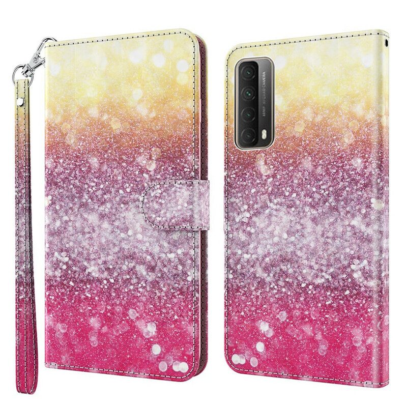 Folio-fodral För Huawei P Smart 2021 Magenta Glitter Gradient