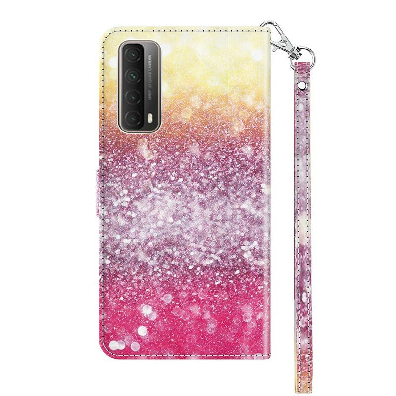 Folio-fodral För Huawei P Smart 2021 Magenta Glitter Gradient