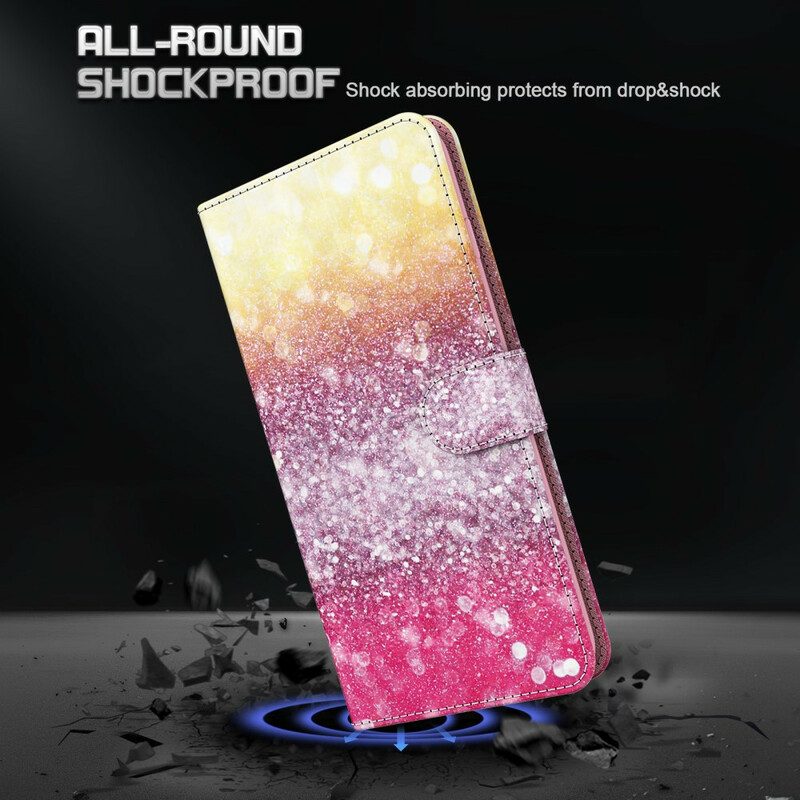 Folio-fodral För Huawei P Smart 2021 Magenta Glitter Gradient