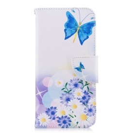 Folio-fodral För Huawei P Smart Målade Fjärilar Och Blommor