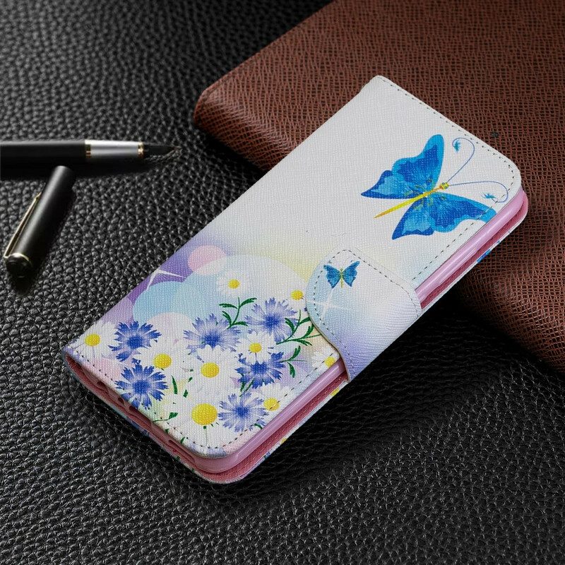 Folio-fodral För Huawei P Smart Plus 2019 Målade Fjärilar Och Blommor