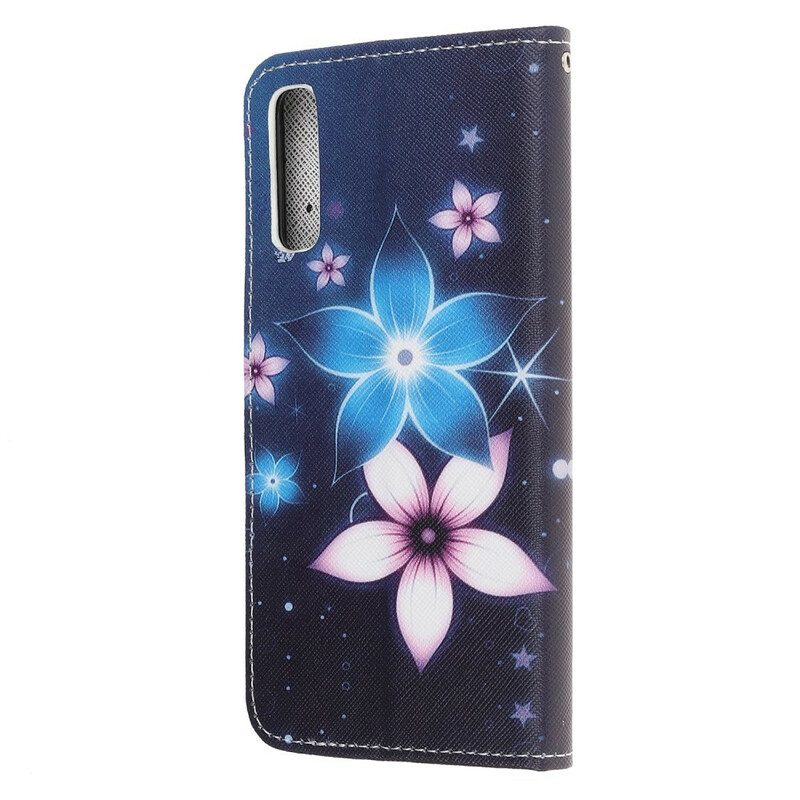 Folio-fodral För Huawei P Smart S Med Kedjar Lunar Strap Blommor