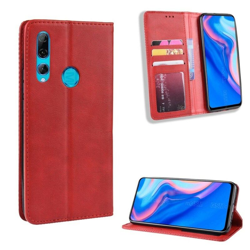 Folio-fodral För Huawei P Smart Z / Honor 9X Läderfodral Vintage Stiliserad Lädereffekt