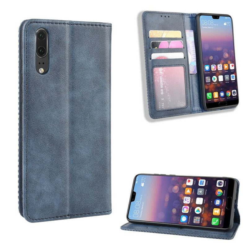 Folio-fodral För Huawei P20 Läderfodral Vintage Stiliserad Lädereffekt