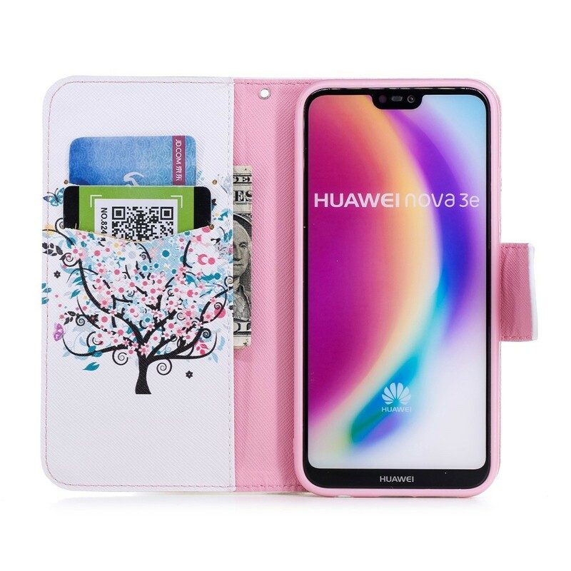 Folio-fodral För Huawei P20 Lite Blommigt Träd