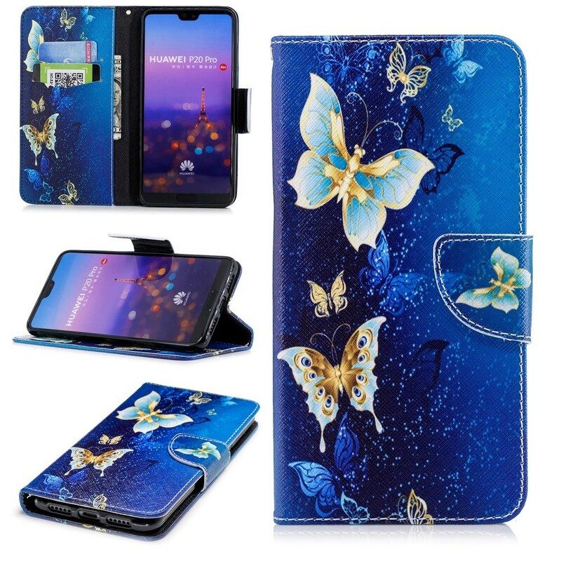 Folio-fodral För Huawei P20 Pro Fjärilar I Natten