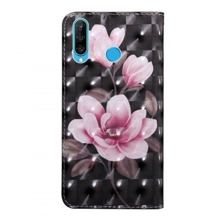 Folio-fodral För Huawei P30 Lite Blomblommor