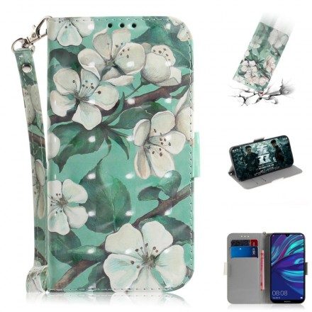 Folio-fodral För Huawei P30 Lite Med Kedjar Thong Flower Branch