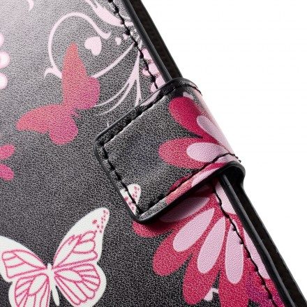 Folio-fodral För Huawei P30 Pro Fjärilar Och Blommor