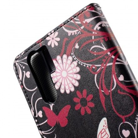 Folio-fodral För Huawei P30 Pro Fjärilar Och Blommor