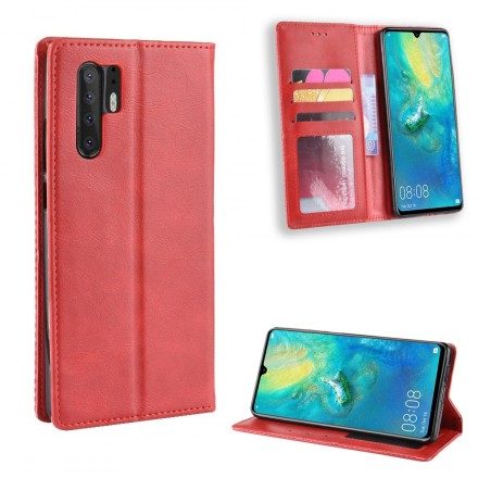 Folio-fodral För Huawei P30 Pro Läderfodral Vintage Stiliserad Lädereffekt