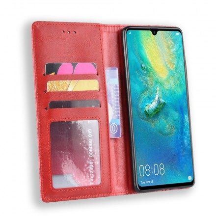 Folio-fodral För Huawei P30 Pro Läderfodral Vintage Stiliserad Lädereffekt