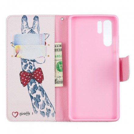 Folio-fodral För Huawei P30 Pro Nördig Giraff