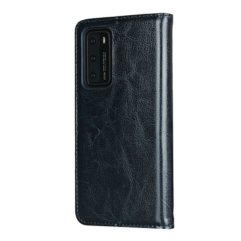 Folio-fodral För Huawei P40 Läderfodral Äkta Läder