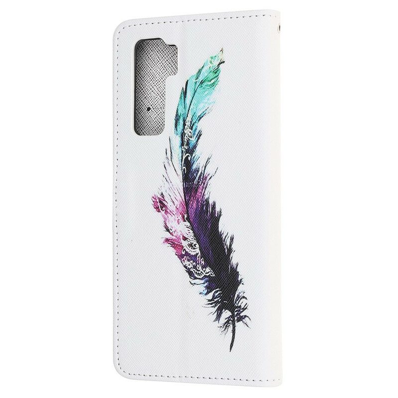 Folio-fodral För Huawei P40 Lite 5G Med Kedjar Thong Feather