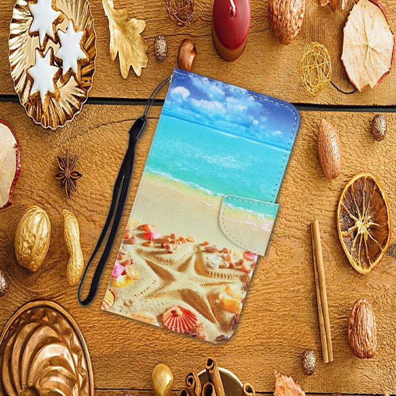 Folio-fodral För Huawei P40 Lite E / Huawei Y7p Med Kedjar Thong Beach