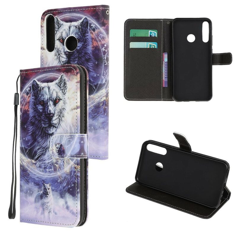 Folio-fodral För Huawei P40 Lite E / Huawei Y7p Wolf In Winter With Lanyard