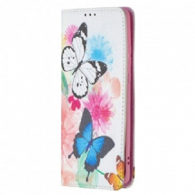 Folio-fodral För Huawei P50 Pro Läderfodral Färgglada Fjärilar