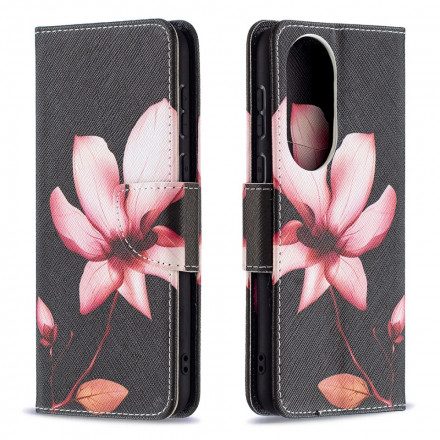 Folio-fodral För Huawei P50 Rosa Blomma