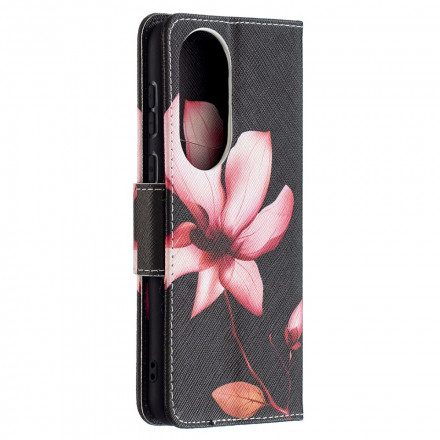 Folio-fodral För Huawei P50 Rosa Blomma