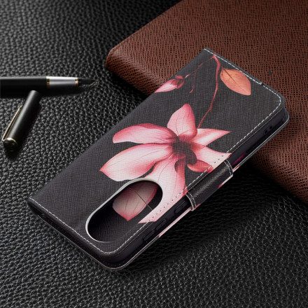 Folio-fodral För Huawei P50 Rosa Blomma