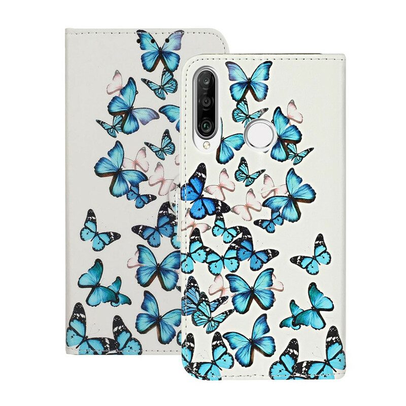 Folio-fodral För Huawei Y6p Läderfodral Myriad Fjärilar
