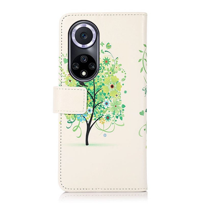 Läderfodral För Huawei Nova 9 / Honor 50 Blommande Träd