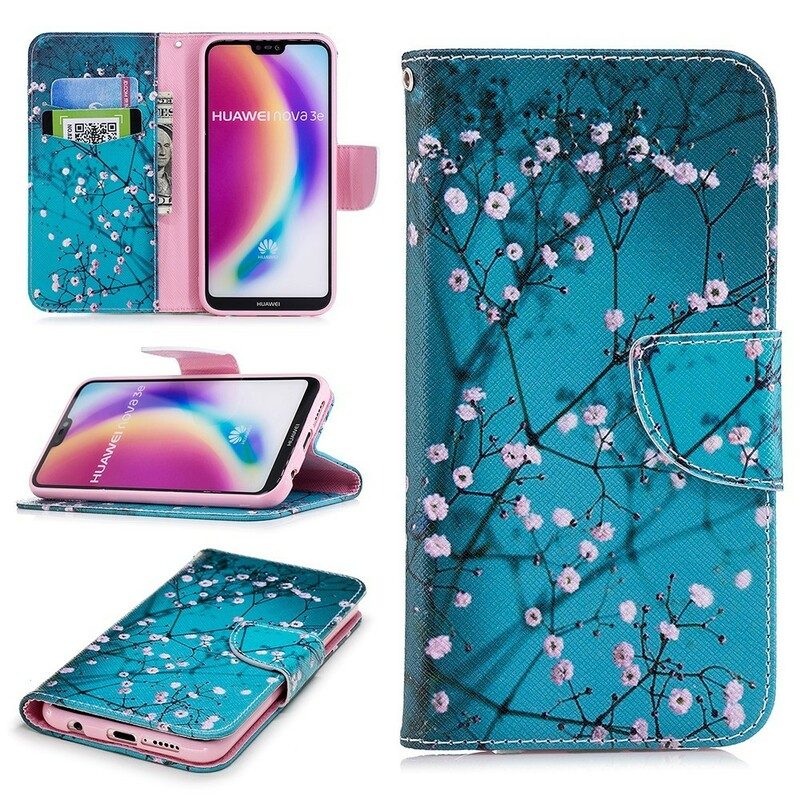 Läderfodral För Huawei P20 Lite Blommande Träd