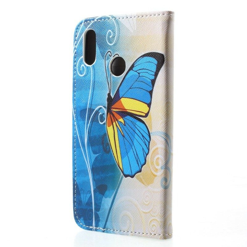 Läderfodral För Huawei P20 Lite Fjärilar