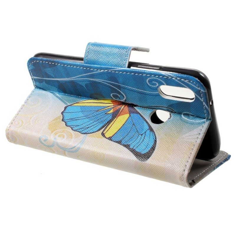 Läderfodral För Huawei P20 Lite Fjärilar