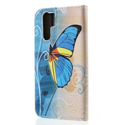 Läderfodral För Huawei P30 Pro Fjärilar Och Blommor